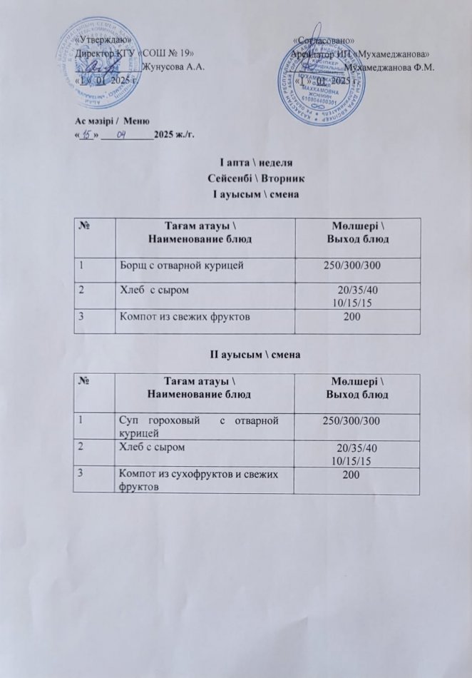 Меню 15.04.2025