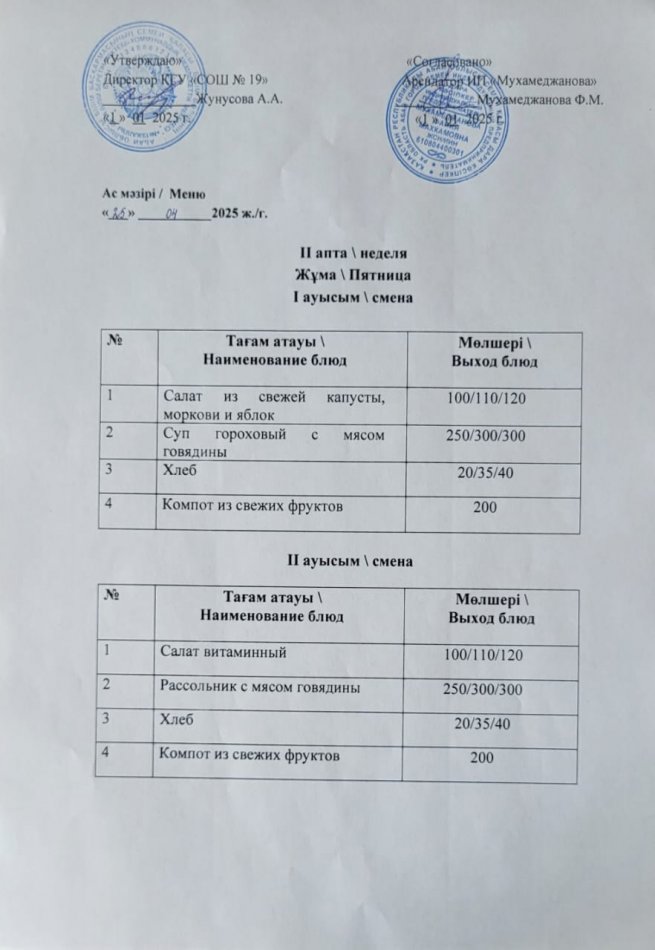 Меню 25.04.2025