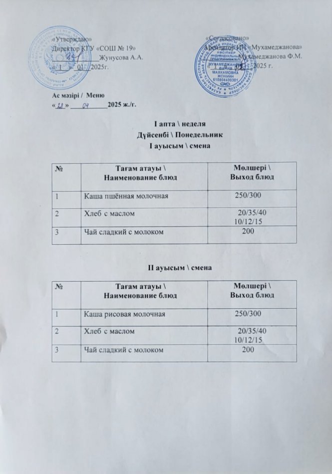 Меню 28.04.2025