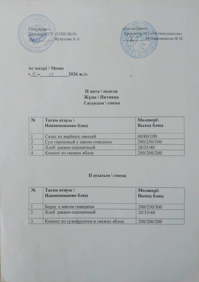 Меню 13.03.2026