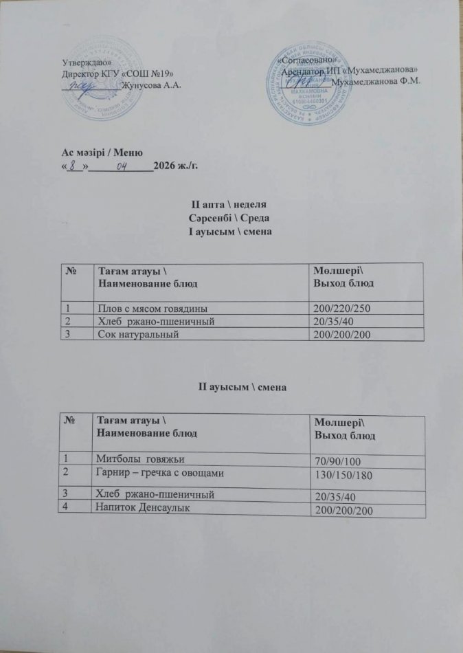 Меню 8,04,2026