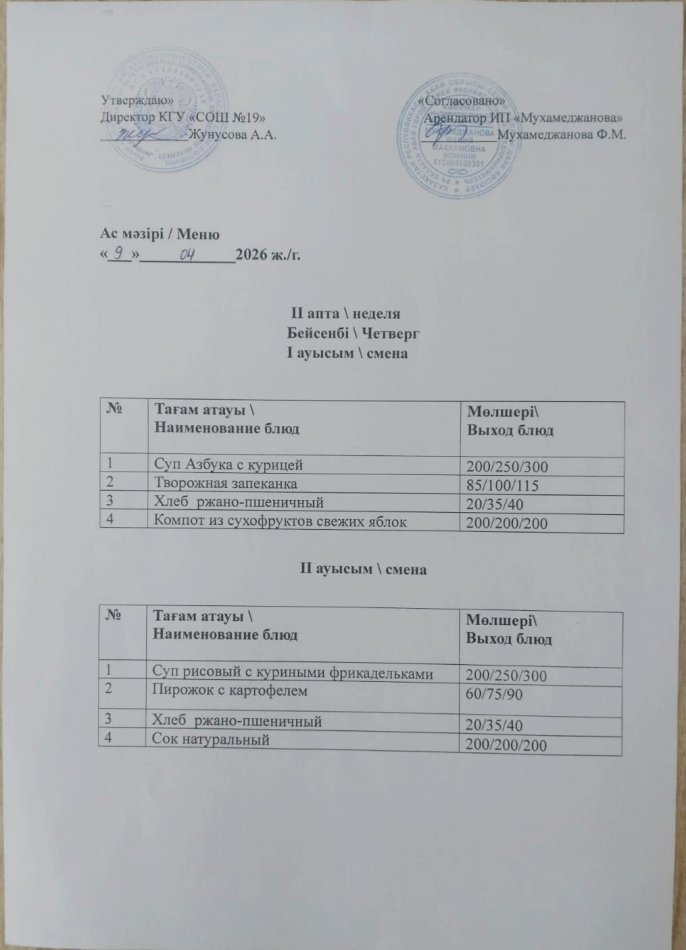Меню 9,04,2026