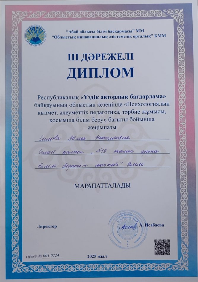 Марапат Салова Юлия Николаевна