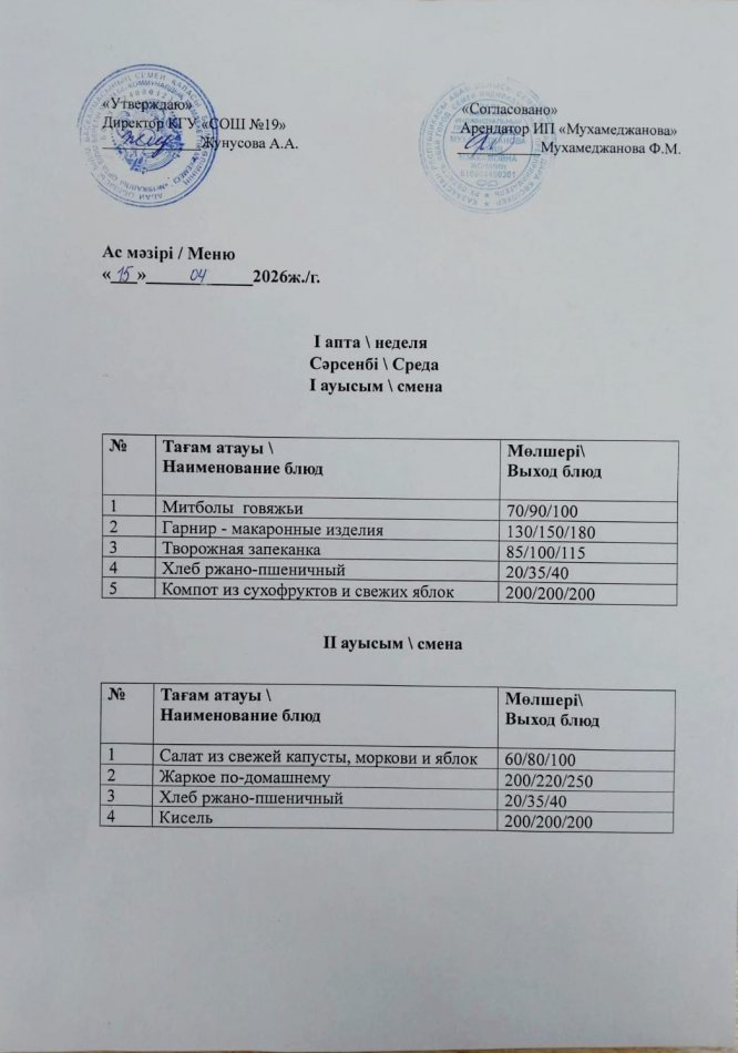 МЕНЮ 15,04,2026