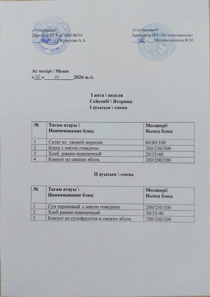 МЕНЮ 28.04.2026